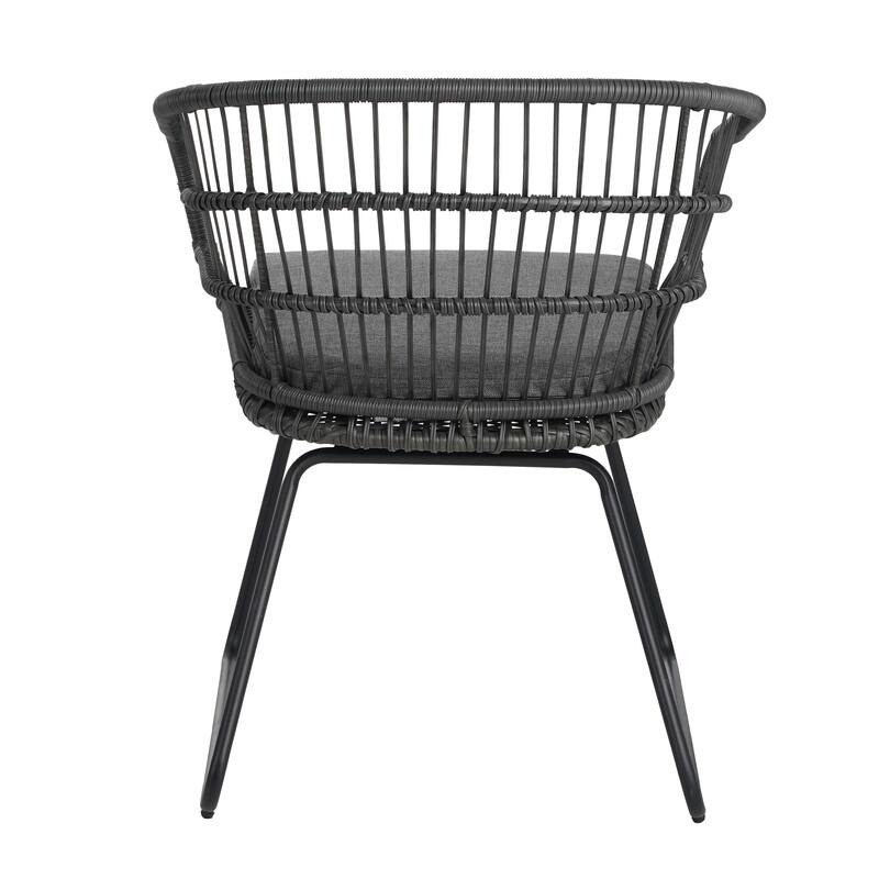 Lemere Outdoor Wicker Dining Chair with Cushion (Set of 2) by Christopher Knight Home
