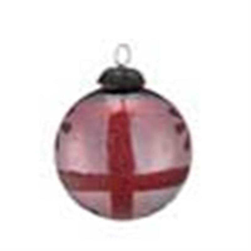 Glass Sm Etched Sphere Orn Red- A - A