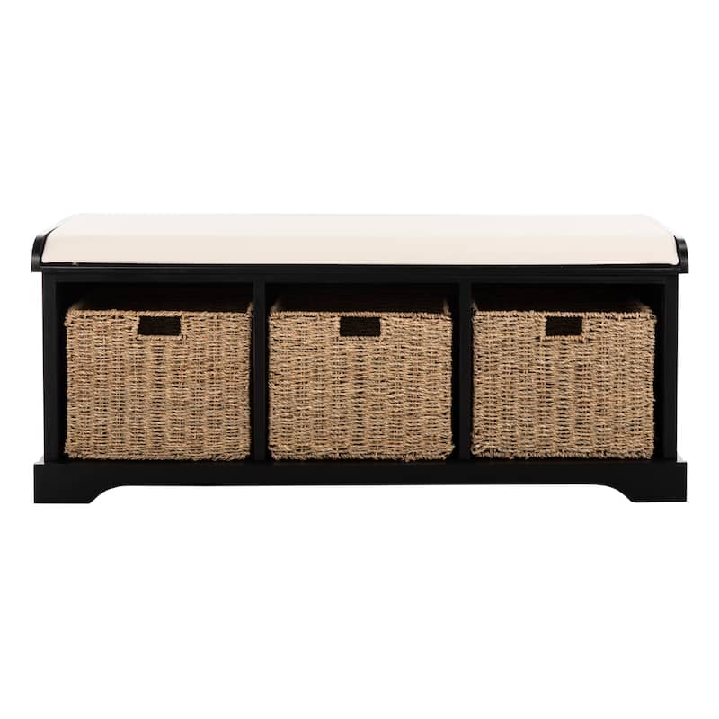 SAFAVIEH Eola Grey/ White Storage Bench - 47" x 16.1" x 19.9" - 47"W x 16"D x 20"H - Black
