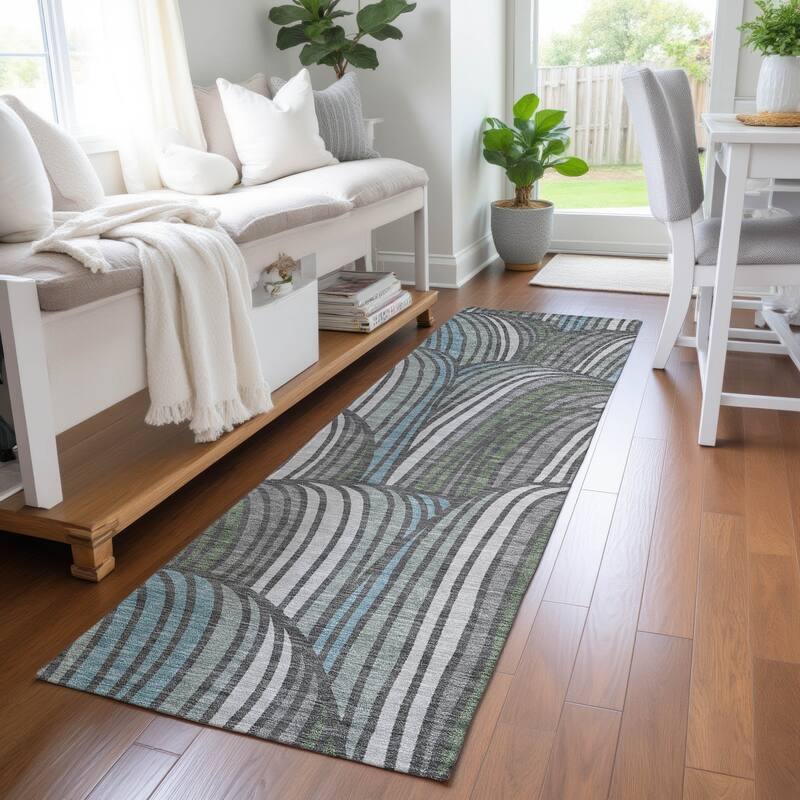 Machine Washable Indoor/ Outdoor Modern Parsons Chantille Rug