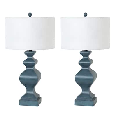 Cyrus 32" Blue Polyresin Table lamp, (Set of 2)