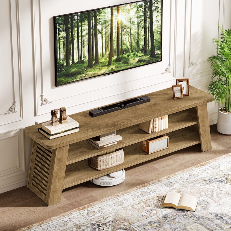 TV Entertainment Center with Open Storage Shelves, TV Stand for 60 Inches TVs, Media Console Table