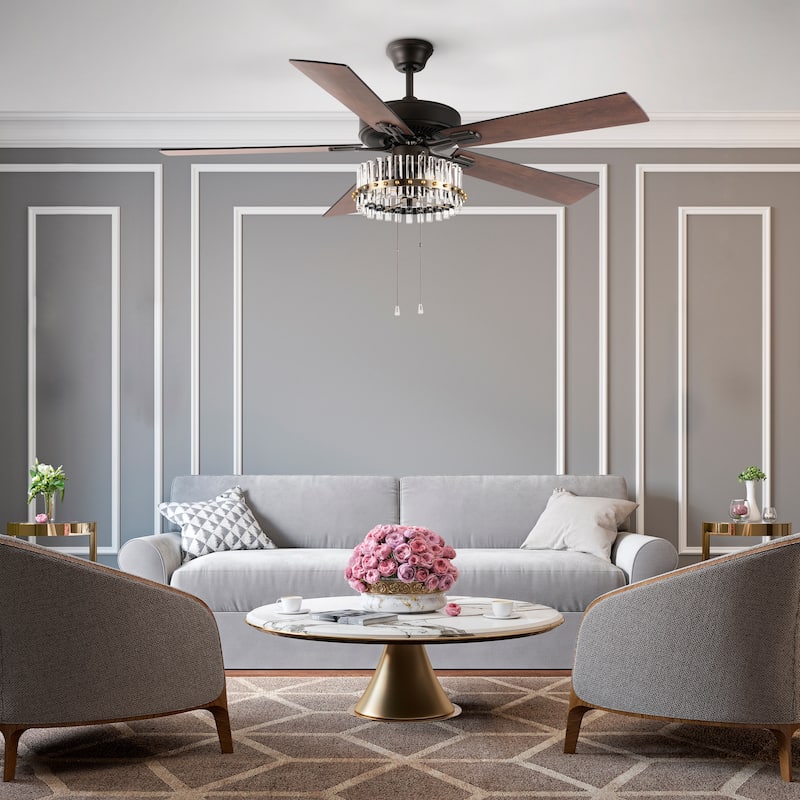 Carrie River of Goods Oil-Rubbed Bronze Metal 2-Light 52-Inch Ceiling Fan - 52" x 52" x 13.5"/18.5"