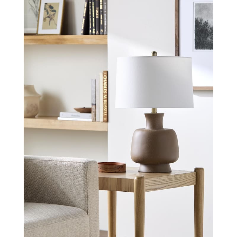 Livabliss Belton Traditional Accent Table Lamp - 22"H x 15"W x 15"D - Red Brown