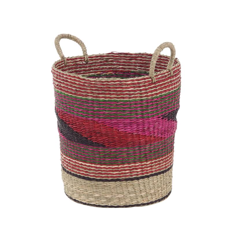 Seagrass Handmade Storage Basket - Set of 3 Pink - Roche River Decor