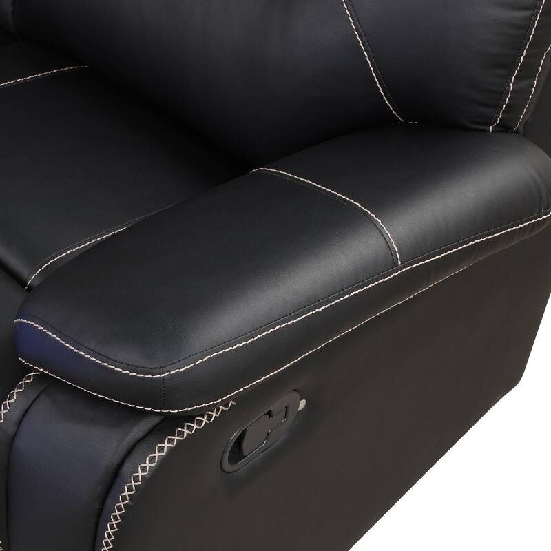 Modern Faux Leather Manual Reclining with LED Light Strip with 2 Cup Holders