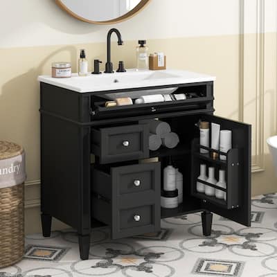 30 Inch Freestanding Bathroom Vanity with Ceramic Sink