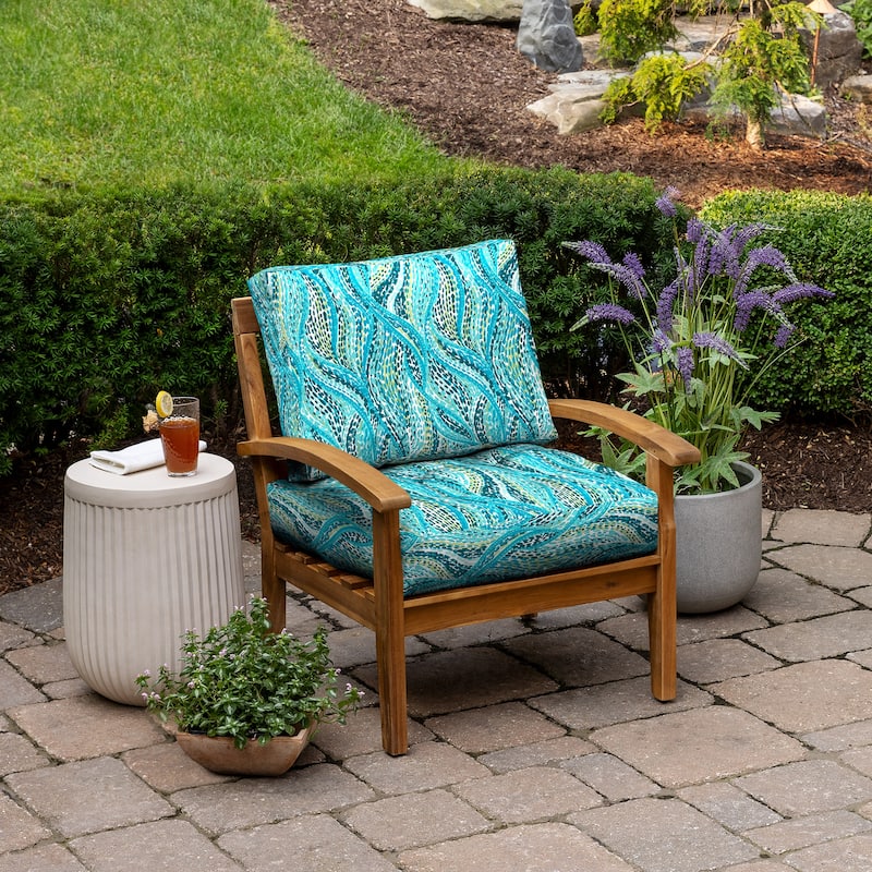 ARDEN Outdoor Plush Modern Tufted Blowfill Deep Seat Set, 24 x 24