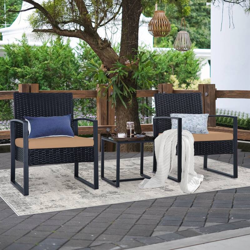 3 Piece Outdoor PE Wicker Furniture Set