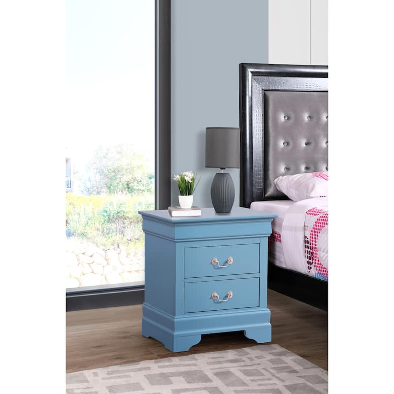 Traditional 22-in Metal Hand Holder 2-Drawer Wood Nightstand