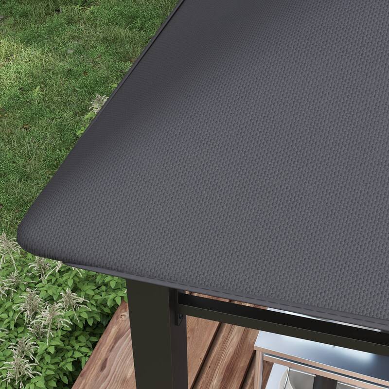 10' x 10' Soft Top Patio Gazebo Outdoor Canopy with Unique Geometric Design Roof, All-weather Steel Frame, Gray