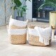 preview thumbnail 60 of 81, Handmade Dried Plant Wicker Contemporary Storage Basket S/3 19", 17", 15"W - Brown and White