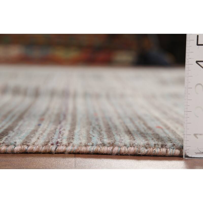 Striped Gabbeh Indian Area Rug Handmade Tribal Wool Carpet - 9'0"x 11'6"