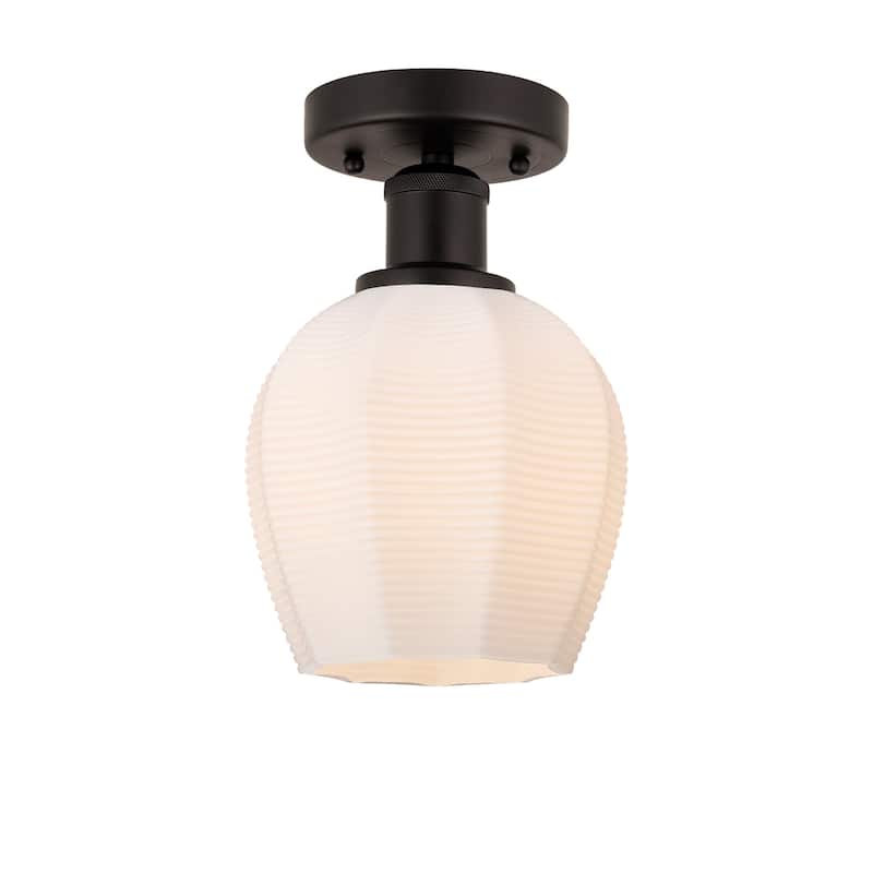 Innovations Lighting Edison Norfolk - 1 Light 6" Semi-Flush Mount - Oil Rubbed Bronze/Matte White