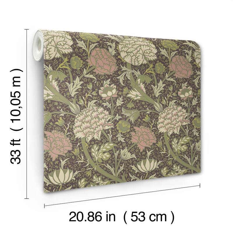 A-Street Prints Cray Plum Floral Trail Wallpaper