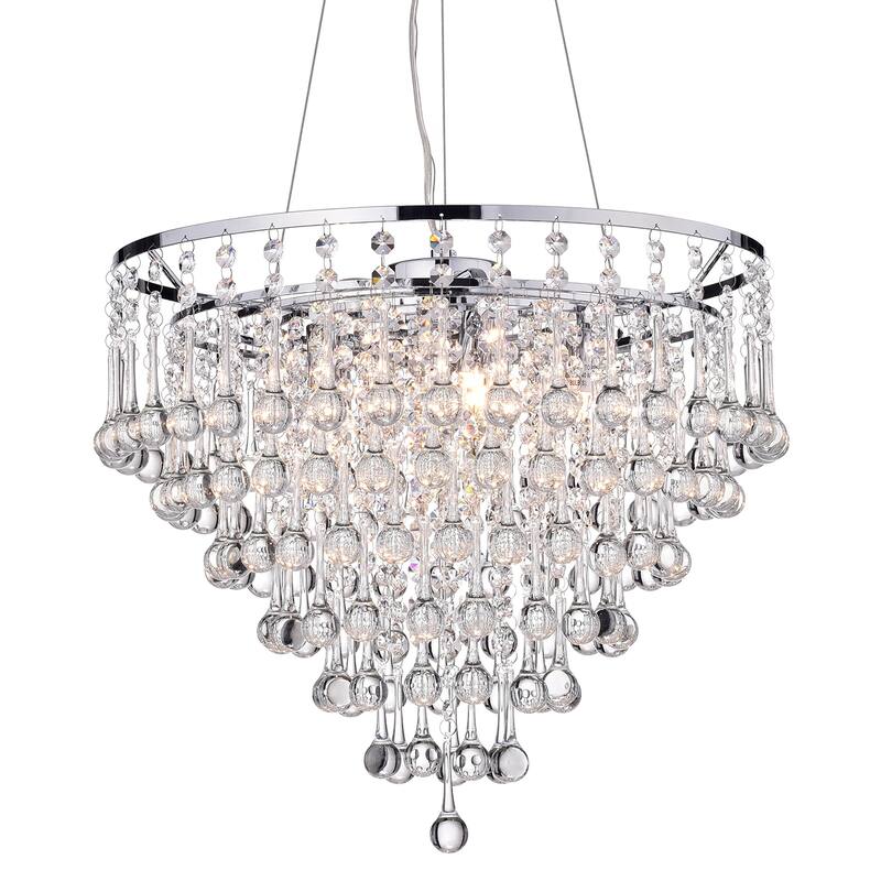 Chrome 5-Light Cascading Crystal Chandelier