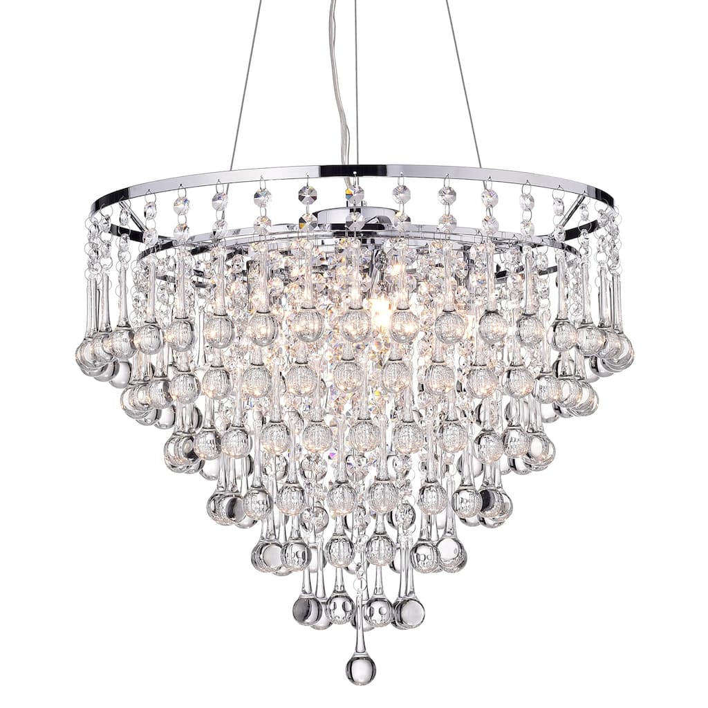 Chrome 5-Light Cascading Crystal Chandelier
