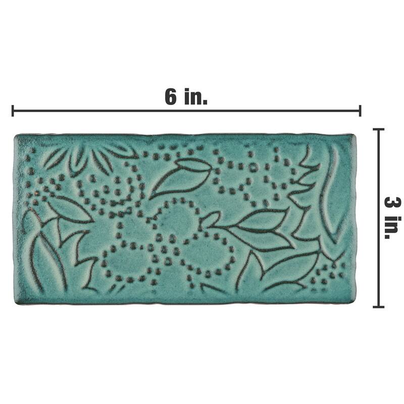 Merola Tile Antic Feelings Lava Verde 3" x 6" Ceramic Wall Tile