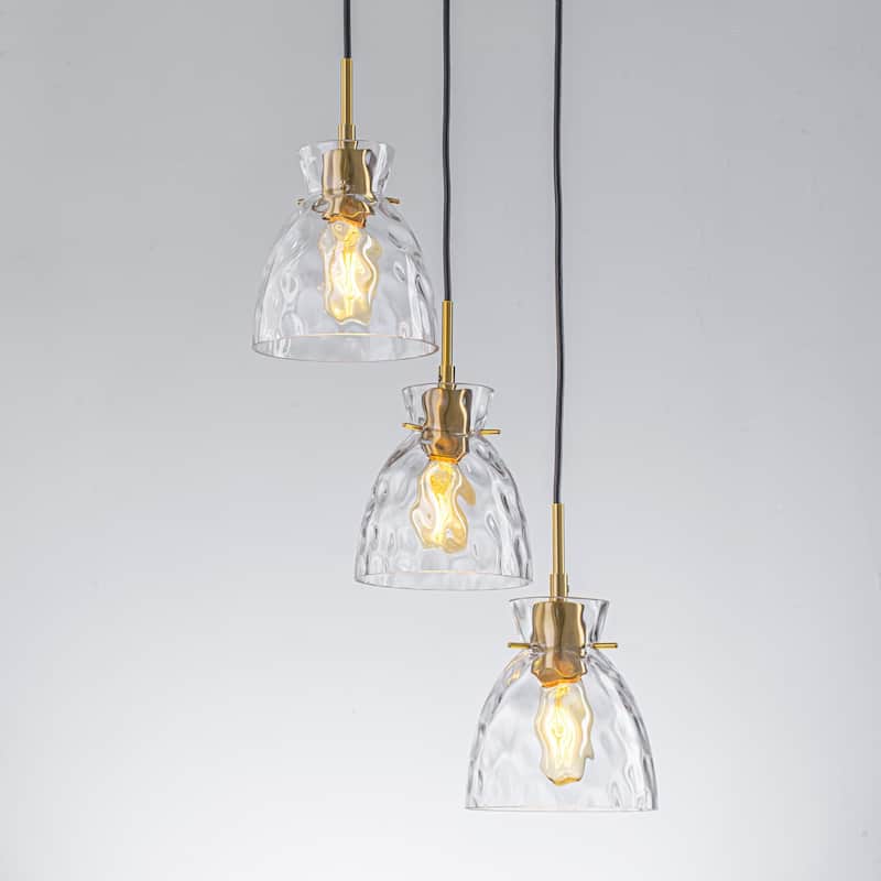 1/3/5-Light Modern Minimalist Clear Glass Pendant Light for Dining Room