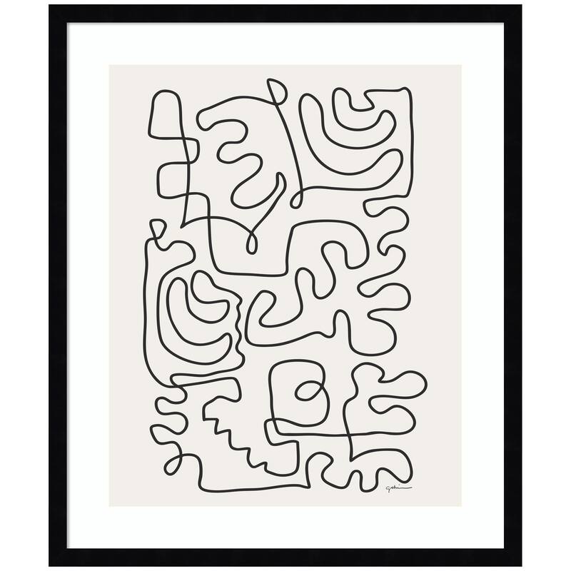 Kate and Laurel Connected Lines by Gabrielly Guedes Framed Wall Art Print - 21x25 - Black