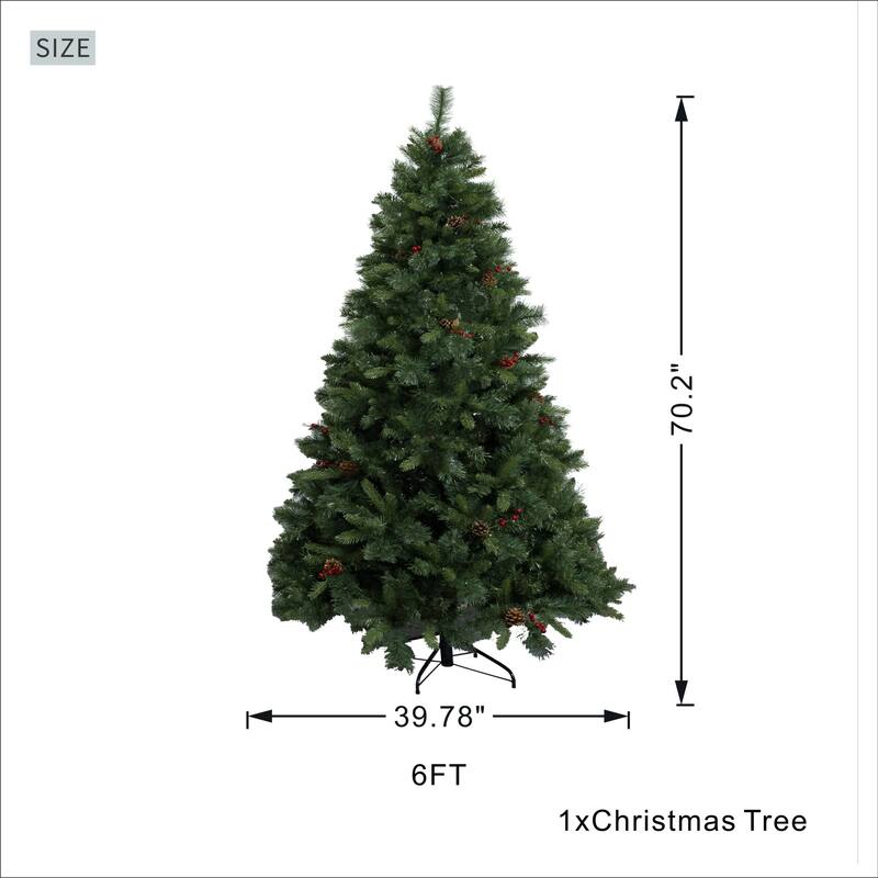 6FT Artificial Lush Christmas Tree with Realistic Foliage for Holiday Decor