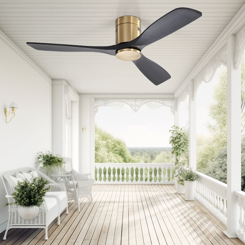 52 inch Flush Mount Ceiling Fans With/Without Lights & Remote Solid Wood Fans For Bedroom