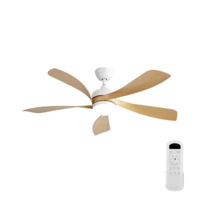 52 Inch Modern Ceiling Fan With 3 Color Dimmable Led Light 5 ABS Blades Remote Control Reversible DC Motor