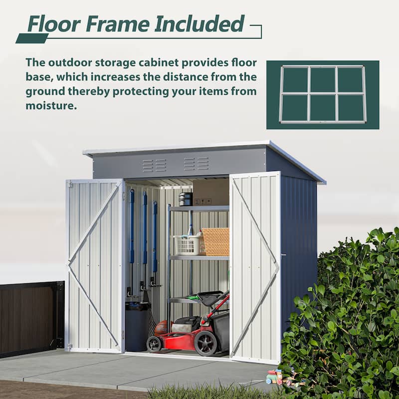 GDFStudio - Lucas All-Weather 6x4 ft Outdoor Storage Shed with Robust Construction and Easy Assembly