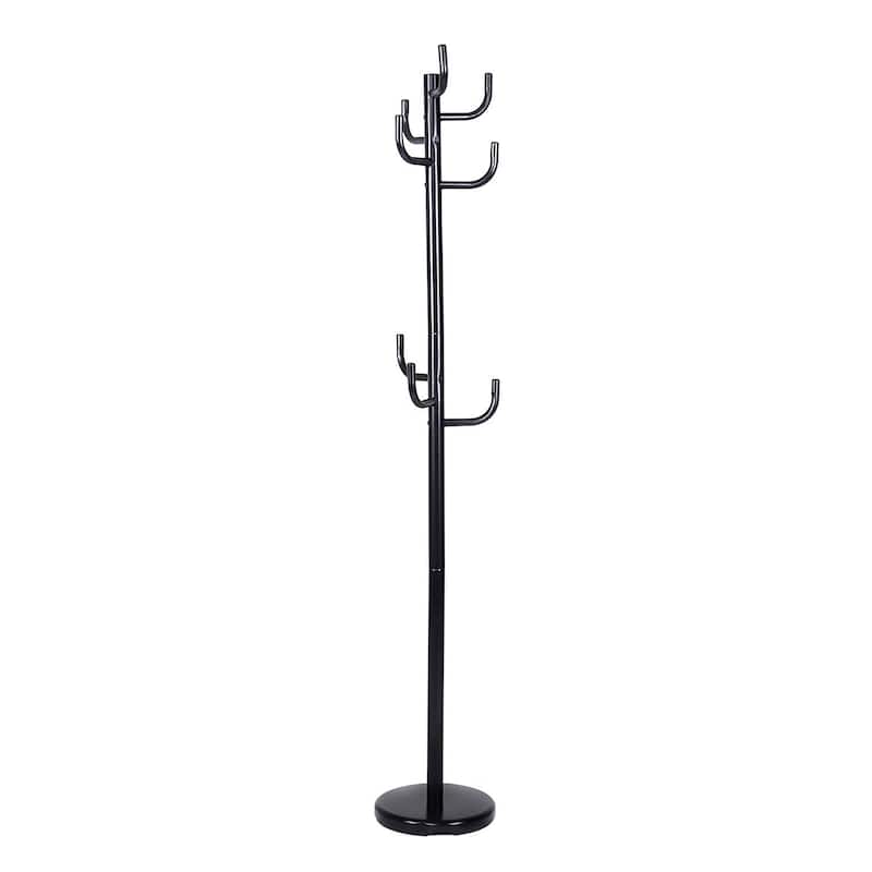 Metal Coat Rack Freestanding Hat Stand Coat Tree Hanger with Hooks - Black