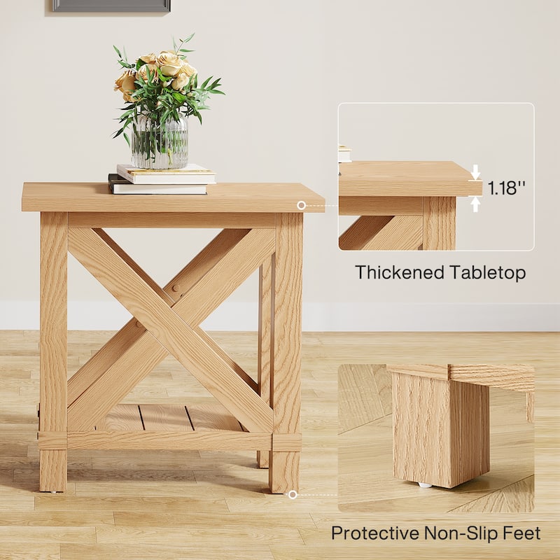 Farmhouse Side Table, Narrow End Table for Space Saving