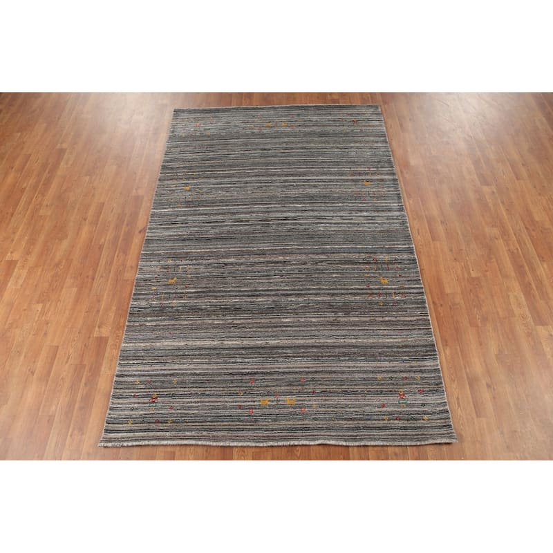 Striped Gabbeh Oriental Area Rug Handmade Wool Carpet - 5'2"x 8'0"