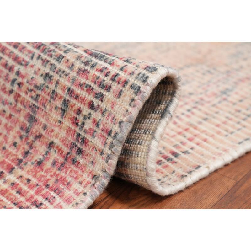 Hand Knotted Oriental Viscose Silk Carpet Modern All-Over Peach Abstract Area Rug - 4' 0'' X 2' 0''
