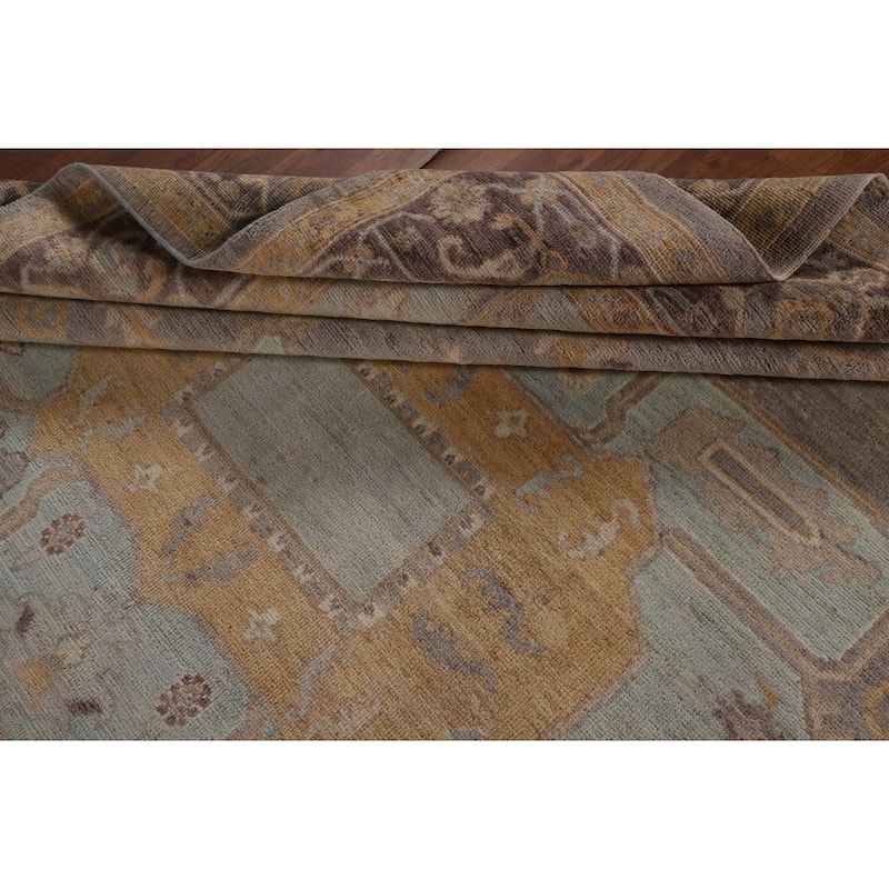 Vegetable Dye Oushak Turkish Rug Hand-Knotted Grey Wool Carpet - 8'2"x 10'1"