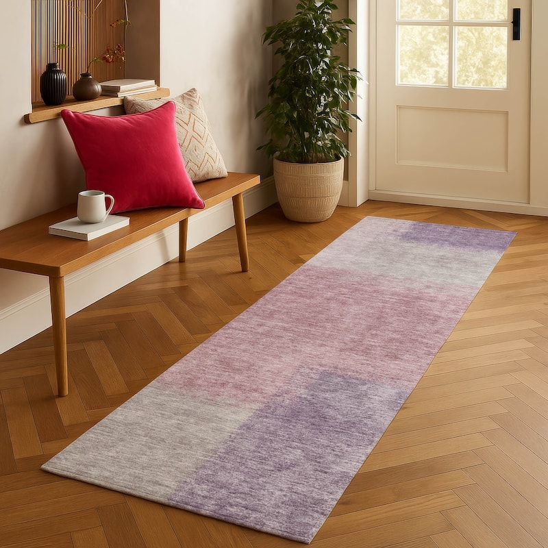 Machine Washable Indoor/ Outdoor Solid Contemporary Chantille Rug