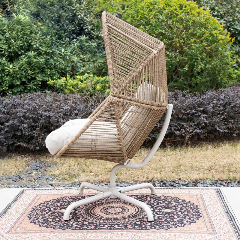 34.65" Outdoor Swivel Roking Chair with Cushion
