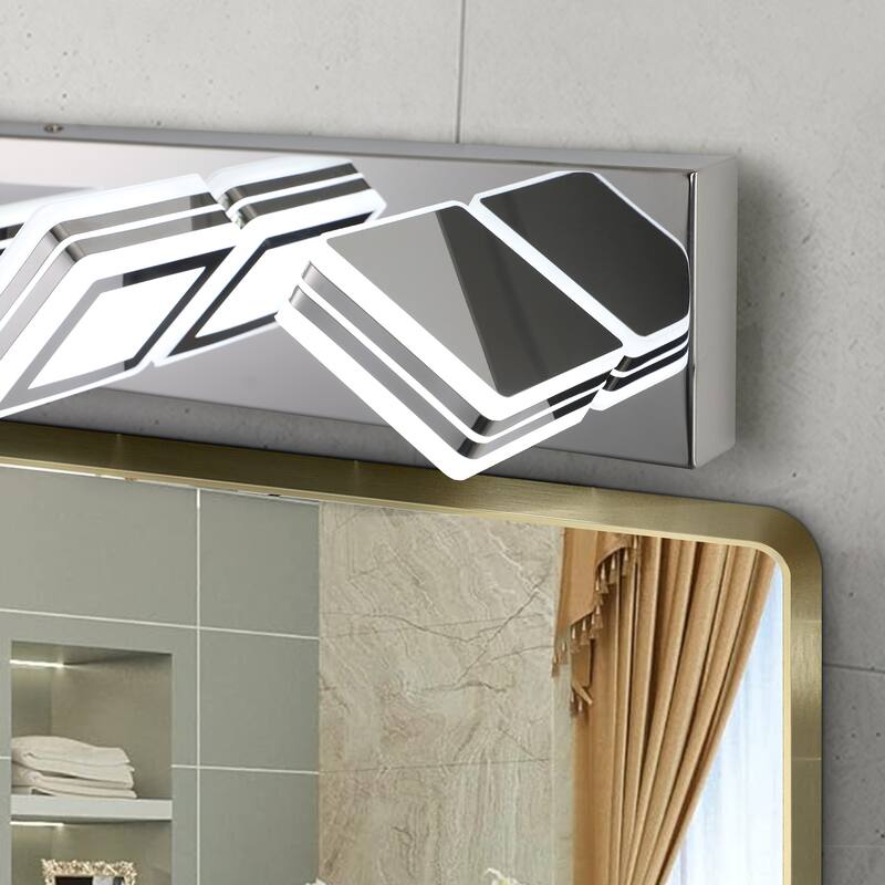 45" Modern 7-Light LED Vanity Light, Square Acrylic Lampshades Wall Mount Fixture for Bathroom, Mirror Lighting