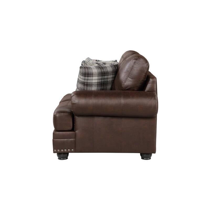 Faust Brown Faux Leather Living Room Set