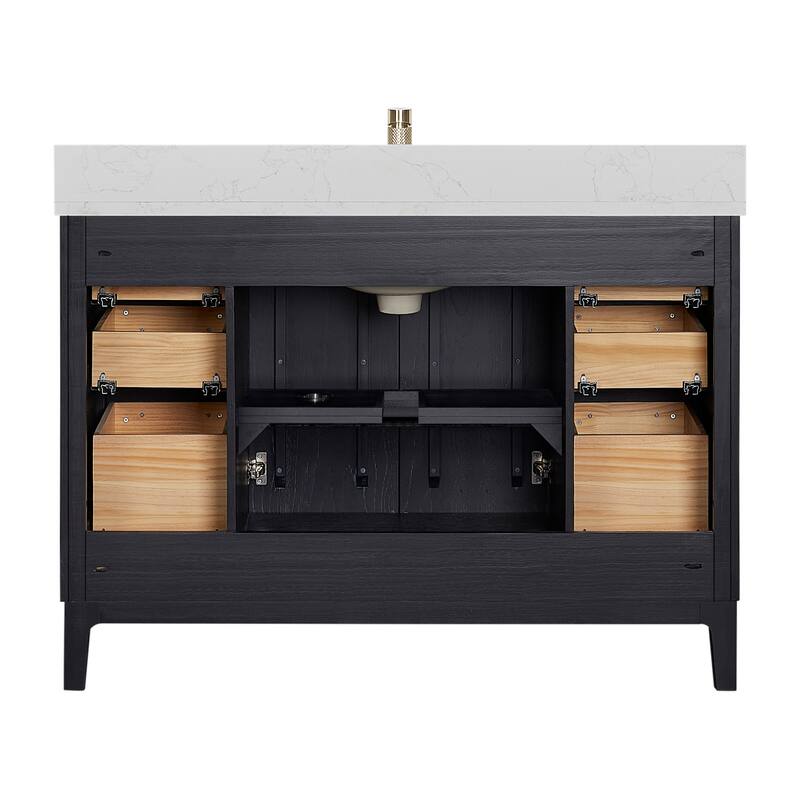 Gara Single Bath Vanity with Composite Stone Top without Mirror