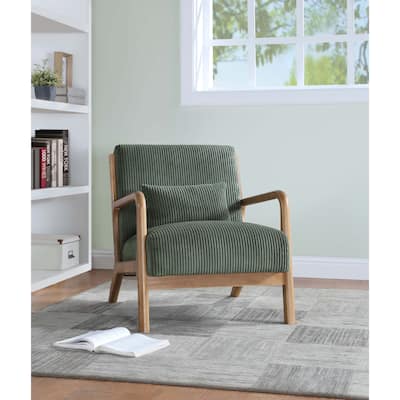 Elegance Wooden Corduroy Lounge Chair