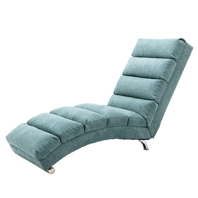 Luxury Upholstered Chaise Lounge Chair with Vibration for Relaxation, Fixed Back Fabric Leisure Recliner Sofa