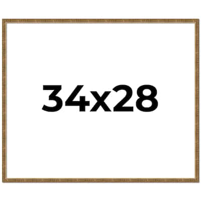 34x28 Frame Black Real Wood Picture Frame Kingsley Gold Distressed Photo Frame with UV Acrylic Foam Board Backing &