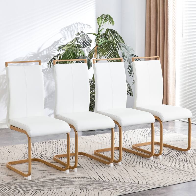 Modern Dining Chair Set of 4, High Back Upholstered Side Chair with C-Shaped Tube Metal Legs Office Chair, Club Guest Chair