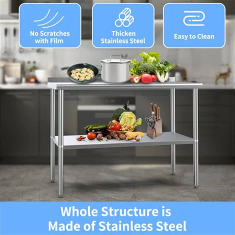 Stainless Steel Table with Undershelf & Backsplash
