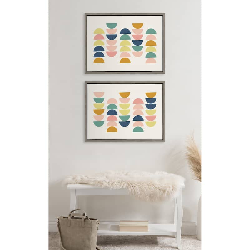 Kate and Laurel Sylvie Simple Shapes in Soft Colors Framed Canvas by Apricot and Birch