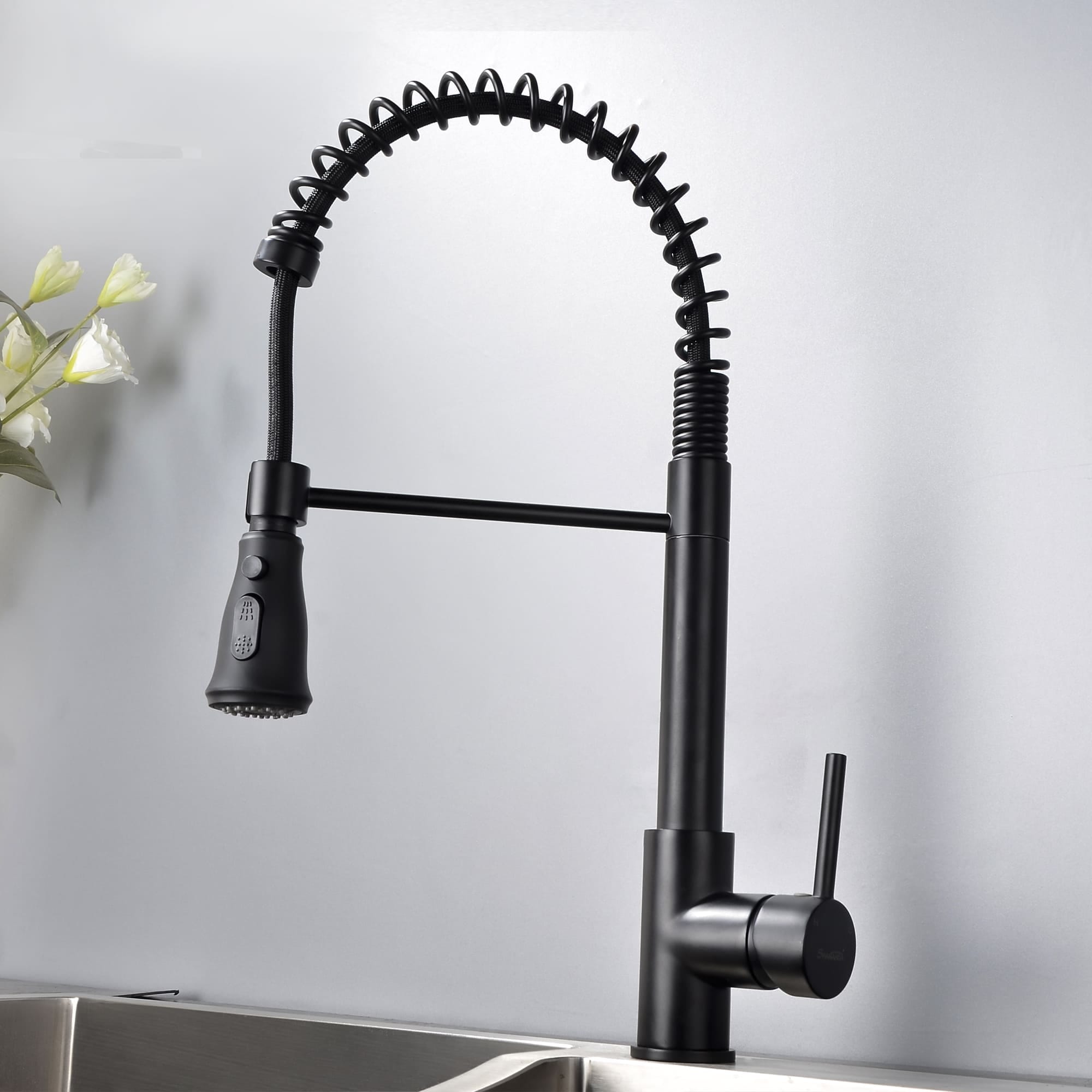 Commercial Kitchen Sink Faucet With Pull Down Sprayer Single Handle Kitchen  Faucet With Sprayer One Hole Spring Basin Faucet