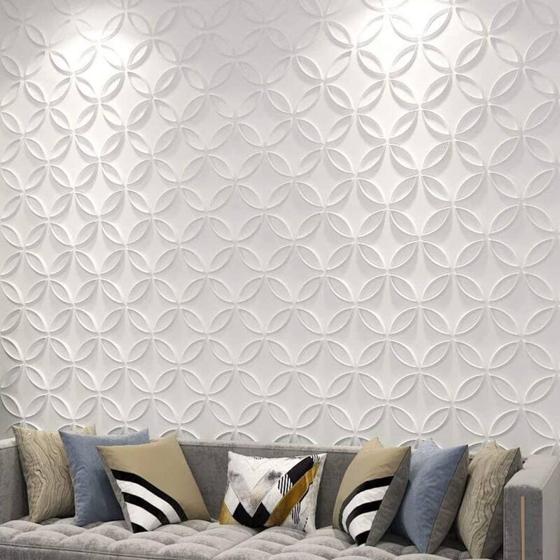 Art3d PVC 3D Wall Panel Interlocked Circles in Matt White Cover 32 Sq.ft
