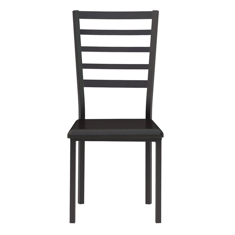 Black Finish 2-Piece Writing Desk Set with Chair Industrial Style Metal Frame Faux Leather Upholstery