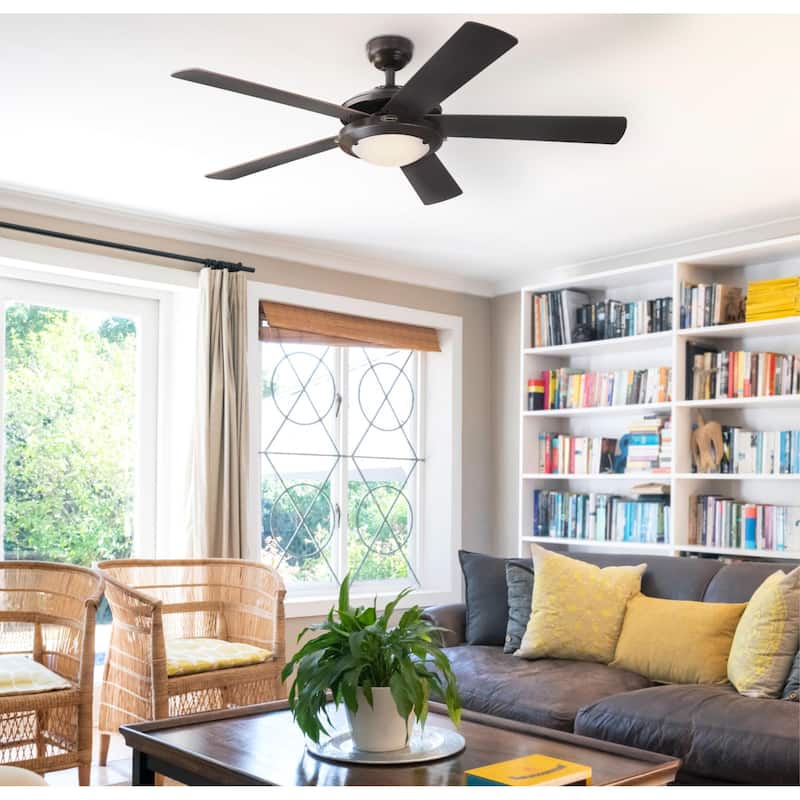 Westinghouse Lighting Comet 52-Inch Indoor 5-Blade Espresso Ceiling Fan, Dimmable LED Light Fixture with Frosted Glass