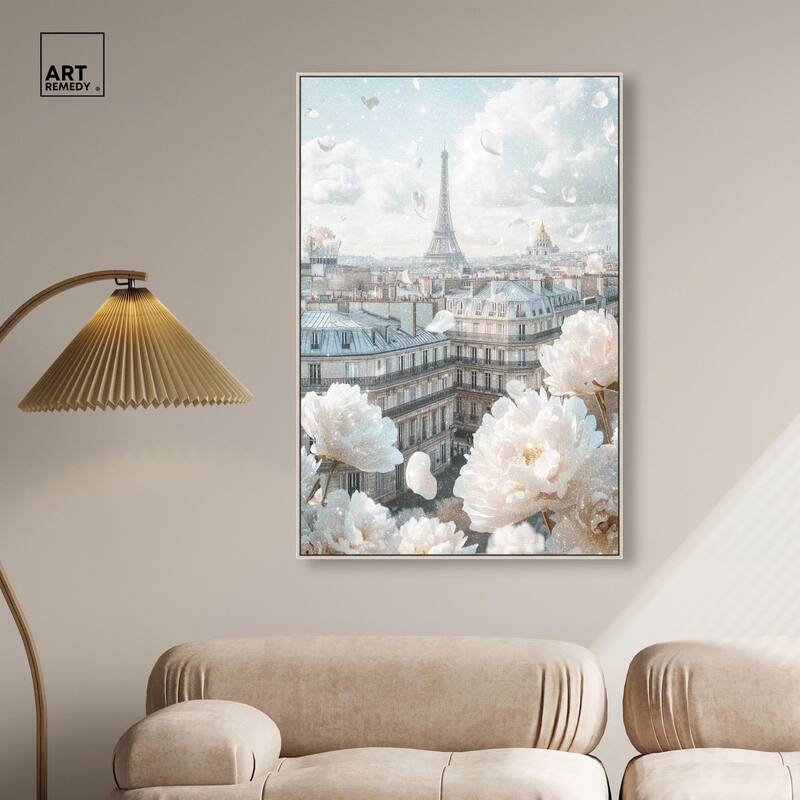 Peonies Over Paris Canvas by Art Remedy