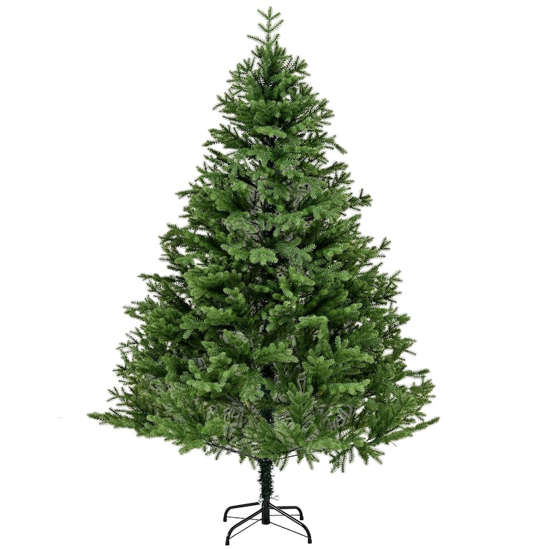 Premium 7FT Spruce Full PE Christmas Tree Unlit Hinged Branches With Foldable Metal Stand